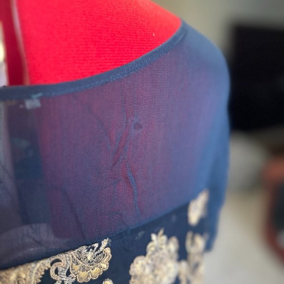 Anderson navy/golden viscose dress - Picture 8 of 8